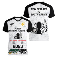 New Zealand South Africa Rugby Women V Neck T Shirt History Commemorative World Cup Winners Unique - Wonder Print Shop