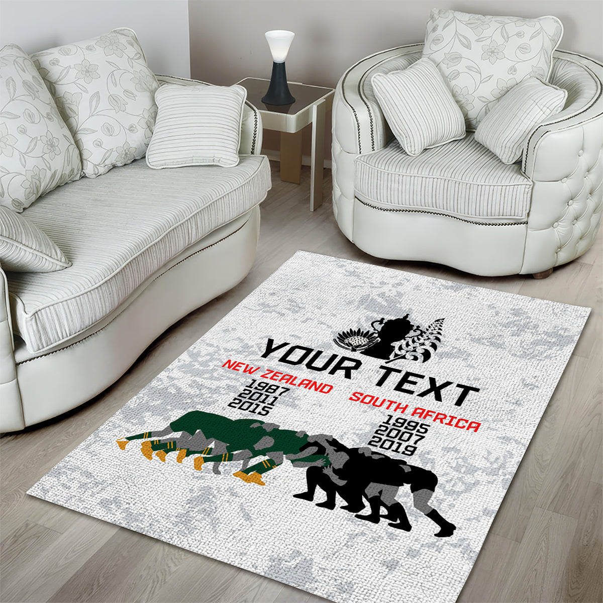 Custom New Zealand South Africa Rugby Area Rug History Commemorative World Cup Winners Unique LT9 - Wonder Print Shop