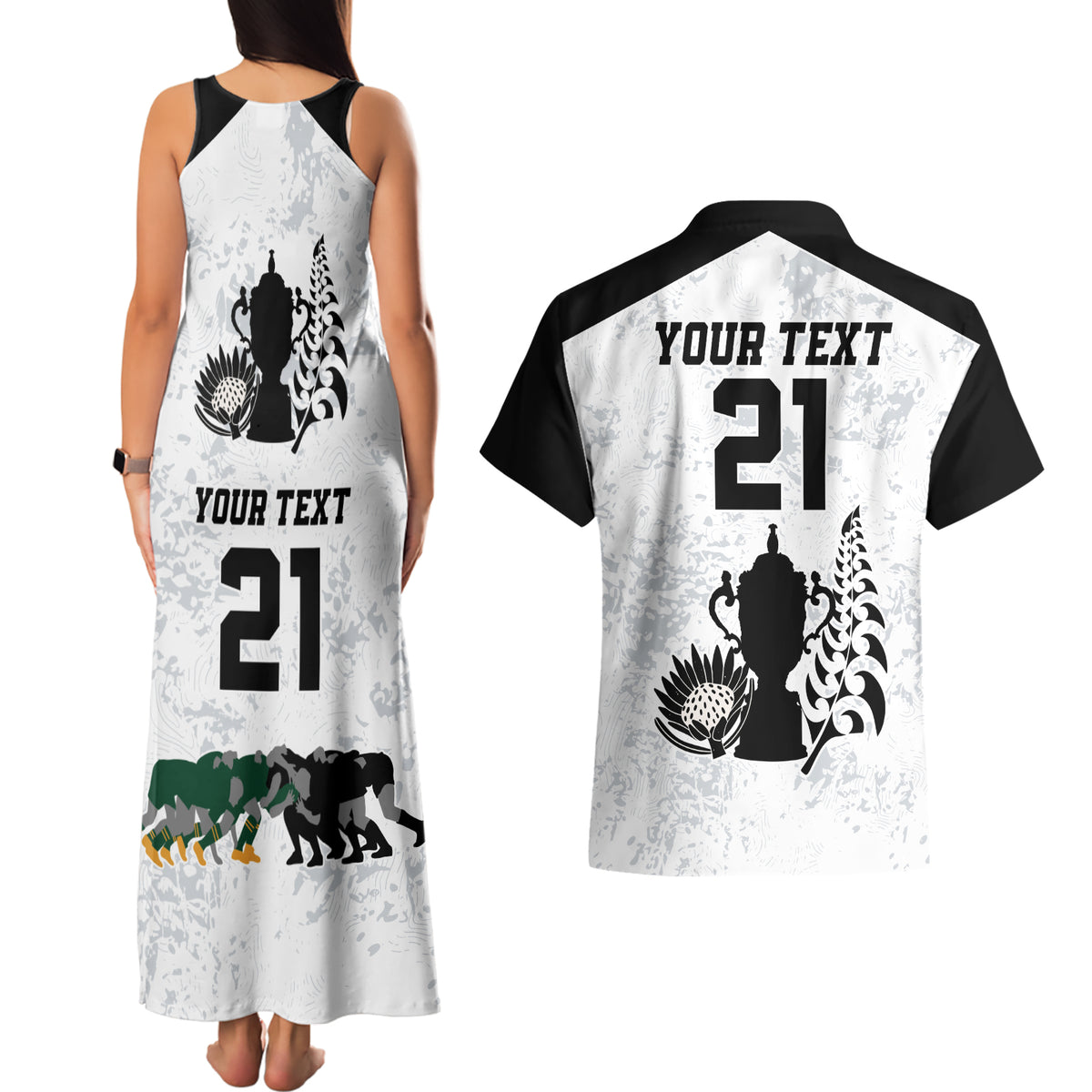 Custom New Zealand South Africa Rugby Couples Matching Tank Maxi Dress and Hawaiian Shirt History Commemorative World Cup Winners Unique LT9 - Wonder Print Shop