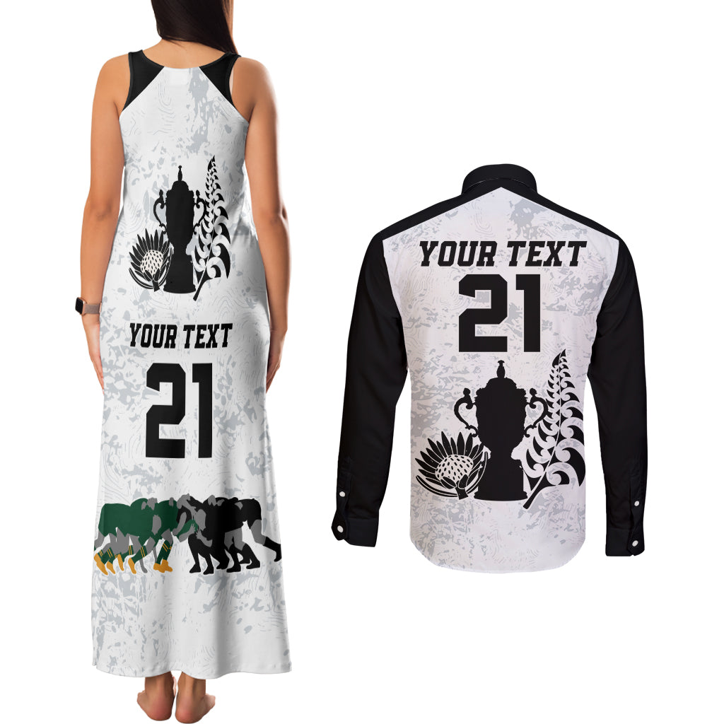 Custom New Zealand South Africa Rugby Couples Matching Tank Maxi Dress and Long Sleeve Button Shirt History Commemorative World Cup Winners Unique LT9 - Wonder Print Shop