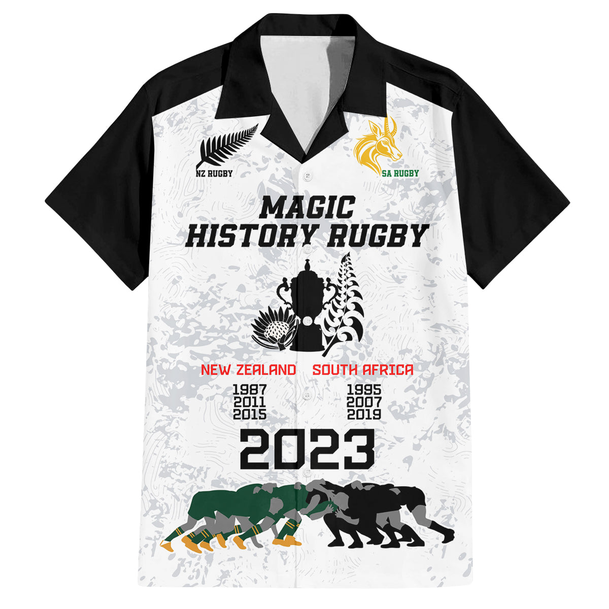 Custom New Zealand South Africa Rugby Family Matching Off Shoulder Maxi Dress and Hawaiian Shirt History Commemorative World Cup Winners Unique LT9 - Wonder Print Shop