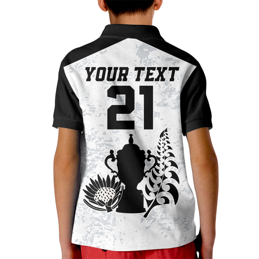 Custom New Zealand South Africa Rugby Kid Polo Shirt History Commemorative World Cup Winners Unique - Wonder Print Shop