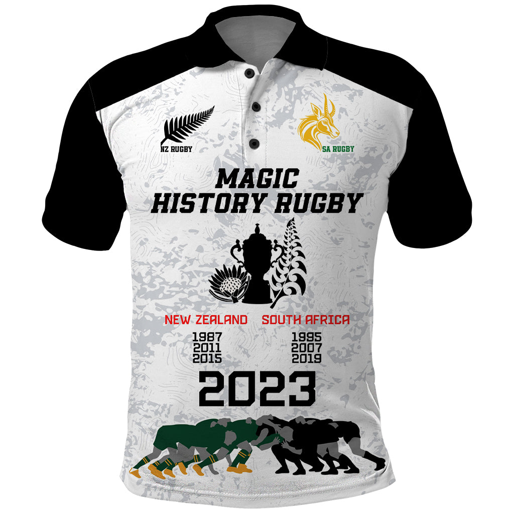 Custom New Zealand South Africa Rugby Polo Shirt History Commemorative World Cup Winners Unique - Wonder Print Shop