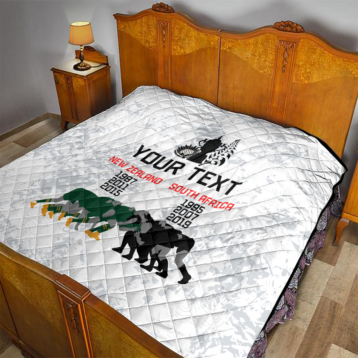 Custom New Zealand South Africa Rugby Quilt History Commemorative World Cup Winners Unique - Wonder Print Shop