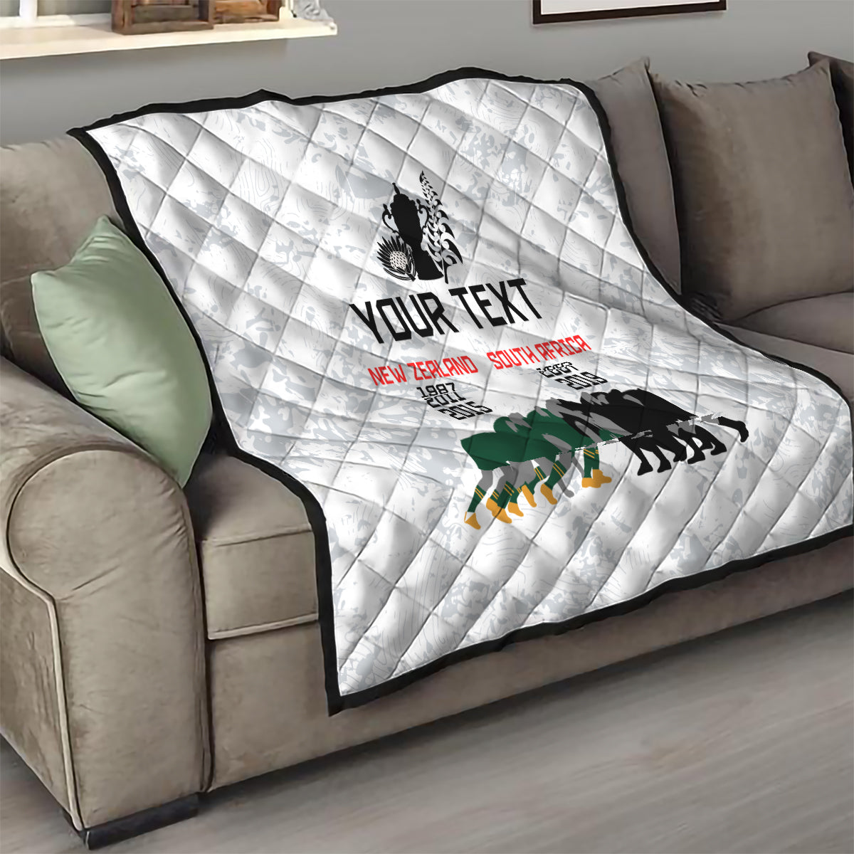 Custom New Zealand South Africa Rugby Quilt History Commemorative World Cup Winners Unique - Wonder Print Shop