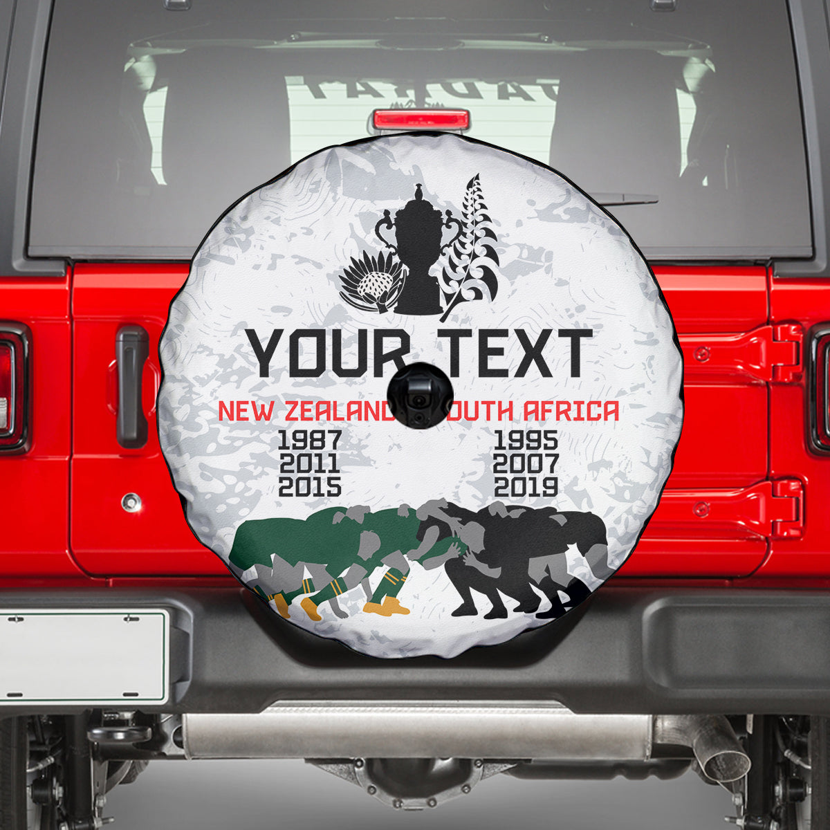Custom New Zealand South Africa Rugby Spare Tire Cover History Commemorative World Cup Winners Unique - Wonder Print Shop