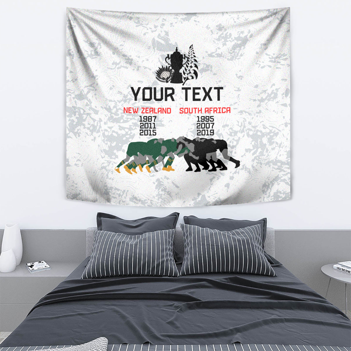 Custom New Zealand South Africa Rugby Tapestry History Commemorative World Cup Winners Unique - Wonder Print Shop