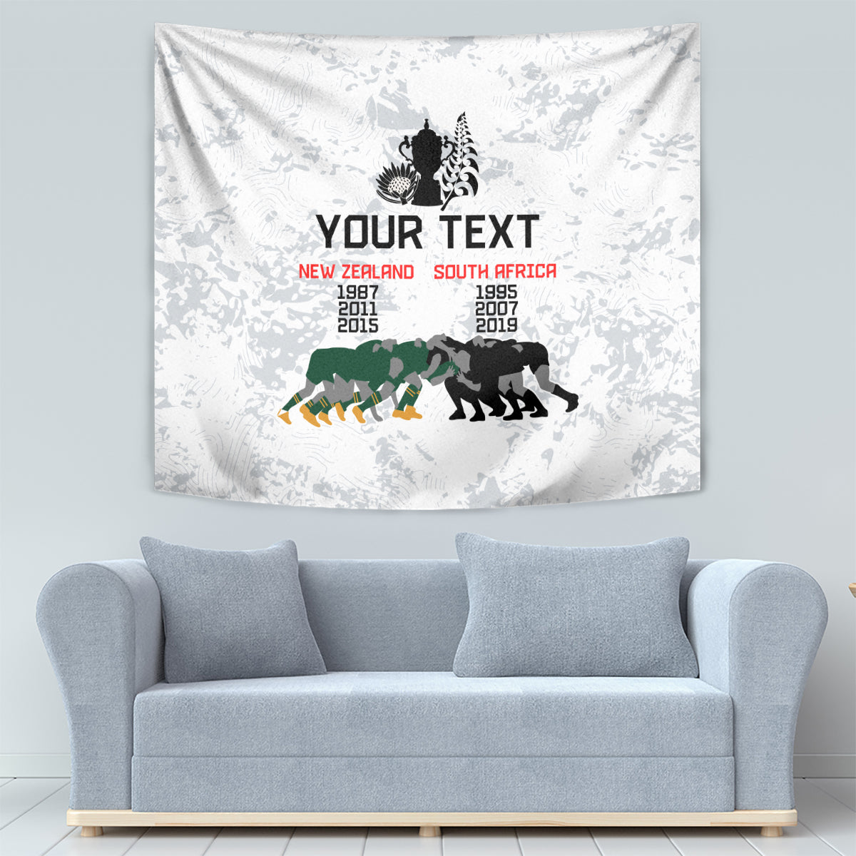 Custom New Zealand South Africa Rugby Tapestry History Commemorative World Cup Winners Unique - Wonder Print Shop