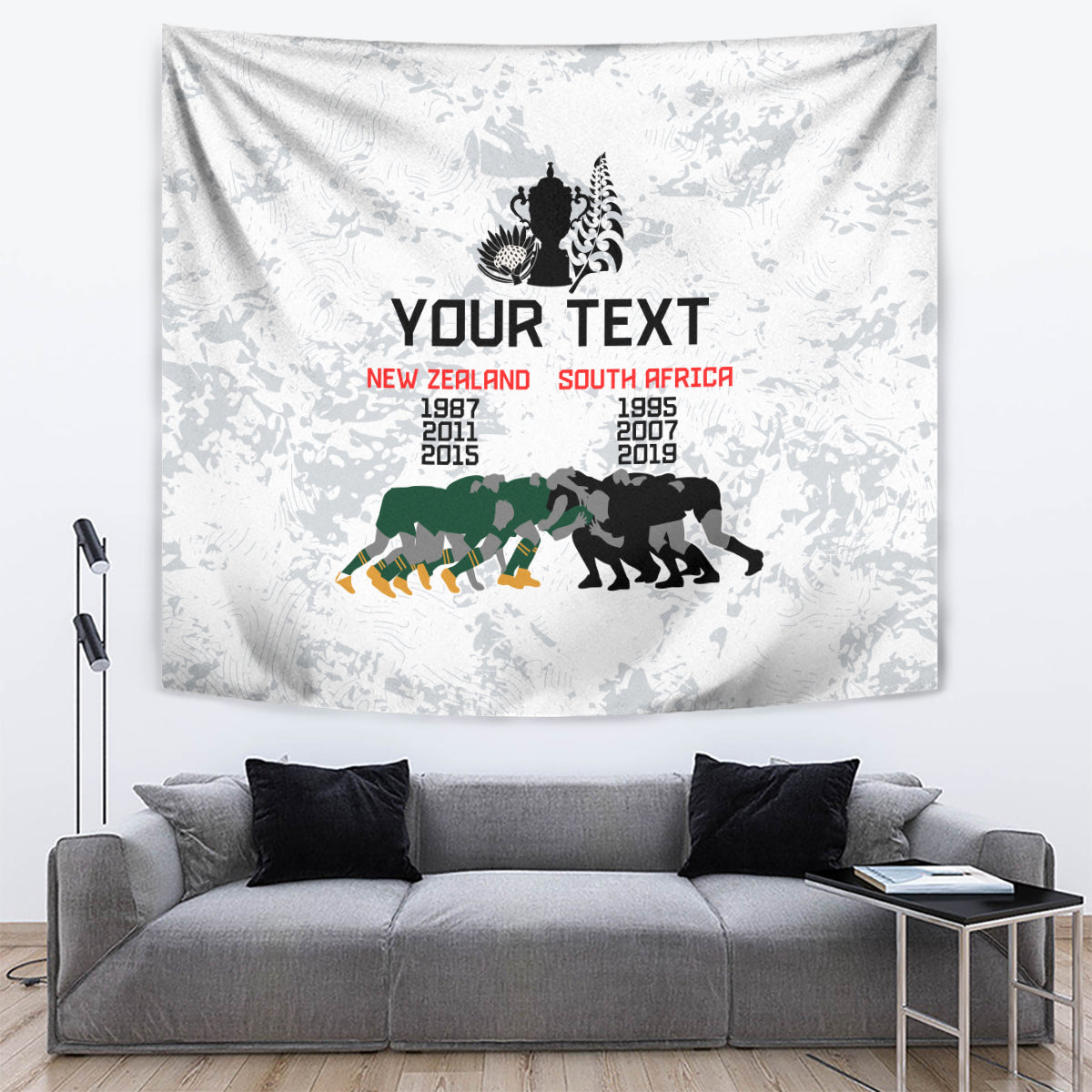 Custom New Zealand South Africa Rugby Tapestry History Commemorative World Cup Winners Unique - Wonder Print Shop