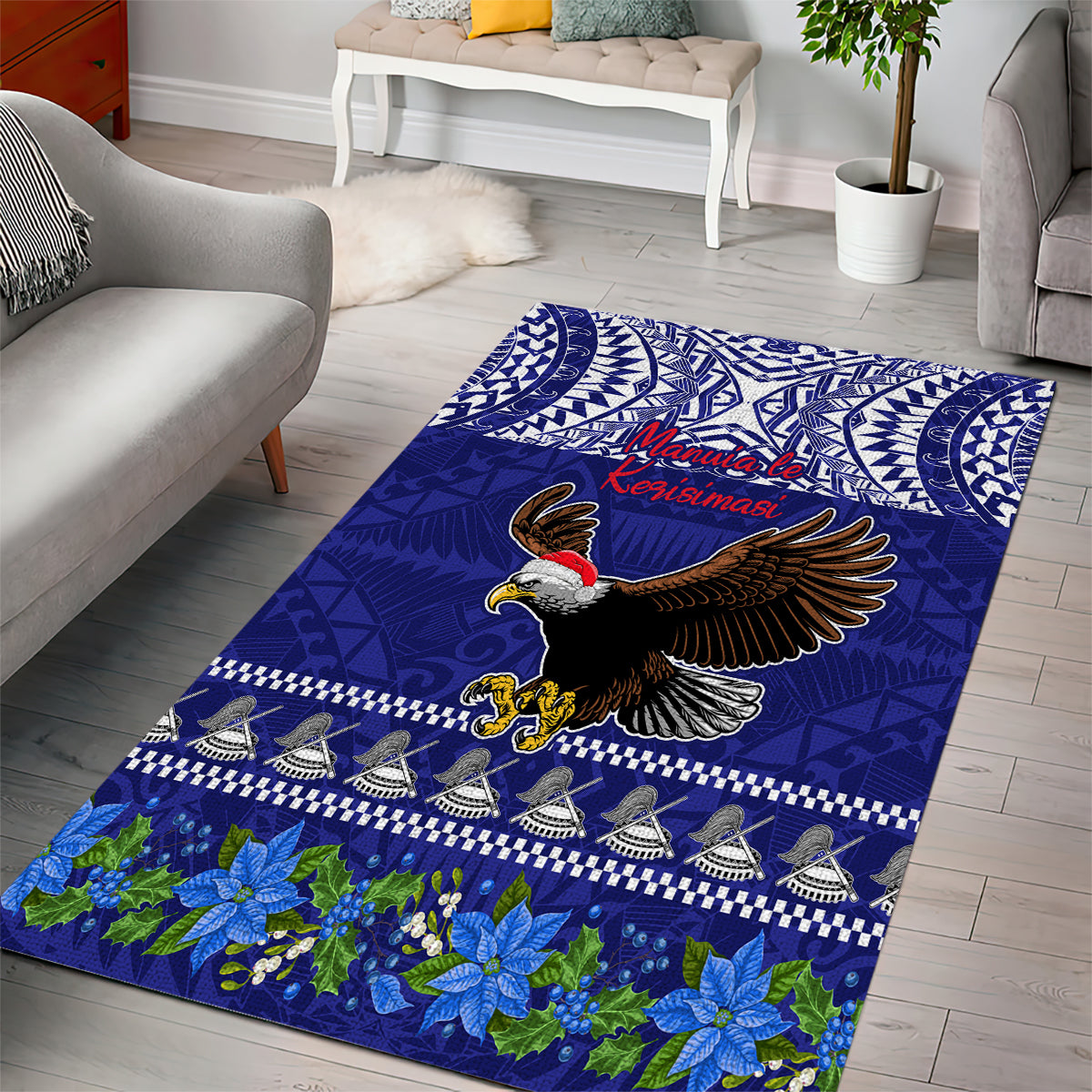 American Samoa Christmas Area Rug Manuia le Kerisimasi Polynesian Tribal LT9 - Wonder Print Shop