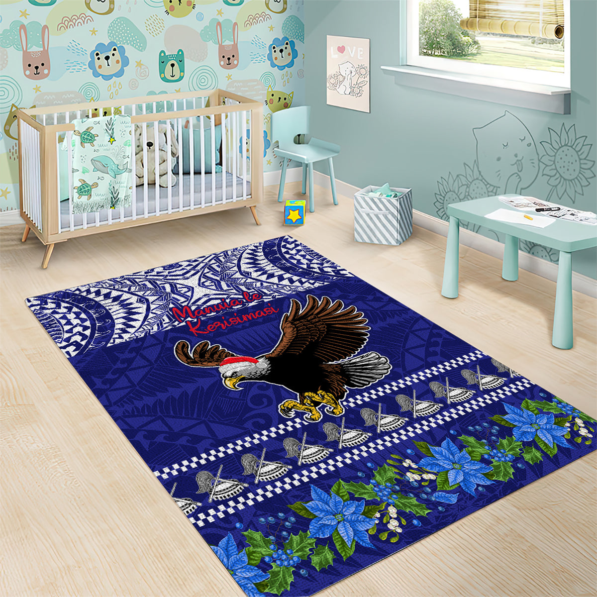 American Samoa Christmas Area Rug Manuia le Kerisimasi Polynesian Tribal LT9 - Wonder Print Shop