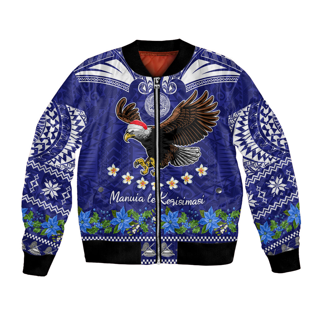 American Samoa Christmas Bomber Jacket Manuia le Kerisimasi Polynesian Tribal LT9 - Wonder Print Shop