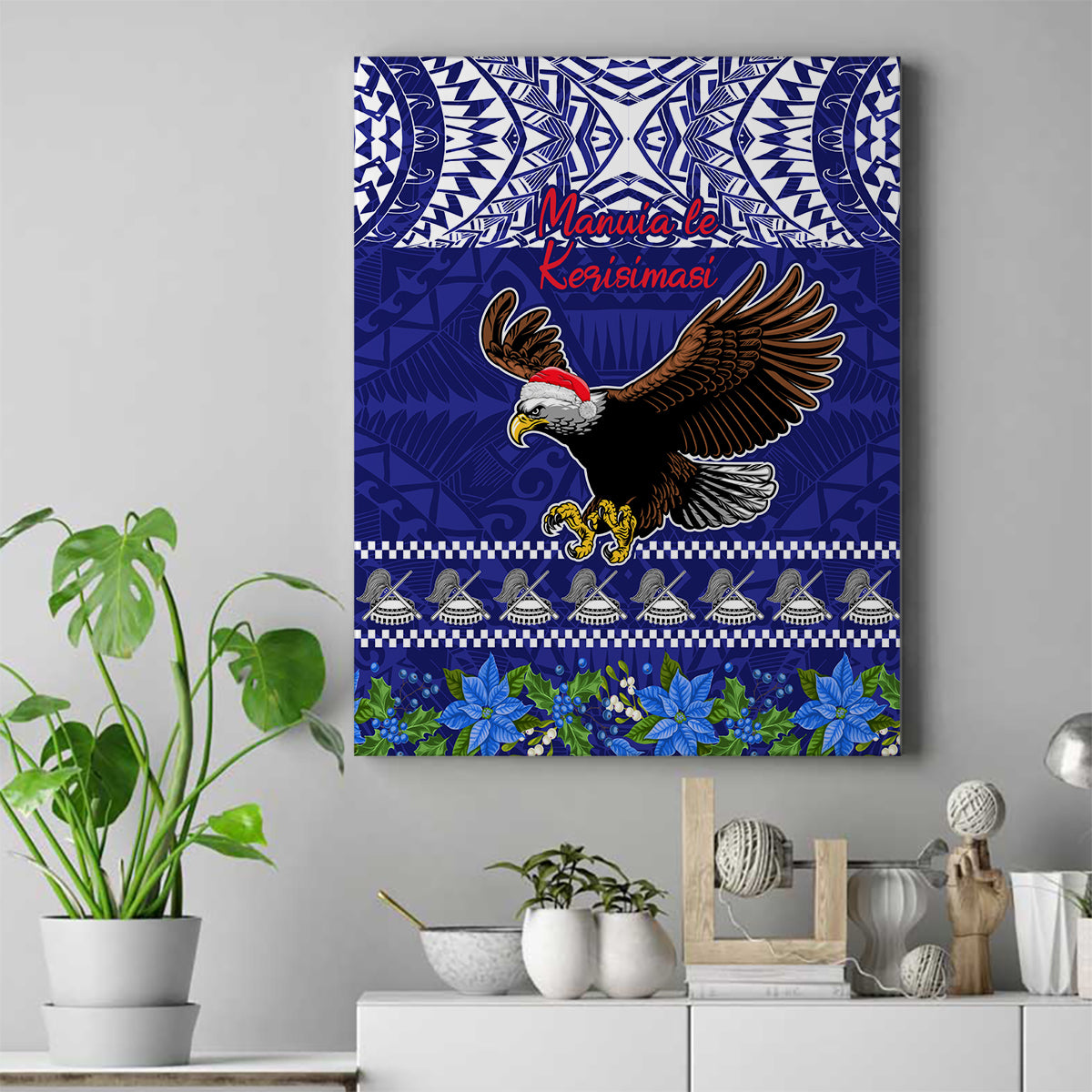 American Samoa Christmas Canvas Wall Art Manuia le Kerisimasi Polynesian Tribal LT9 - Wonder Print Shop
