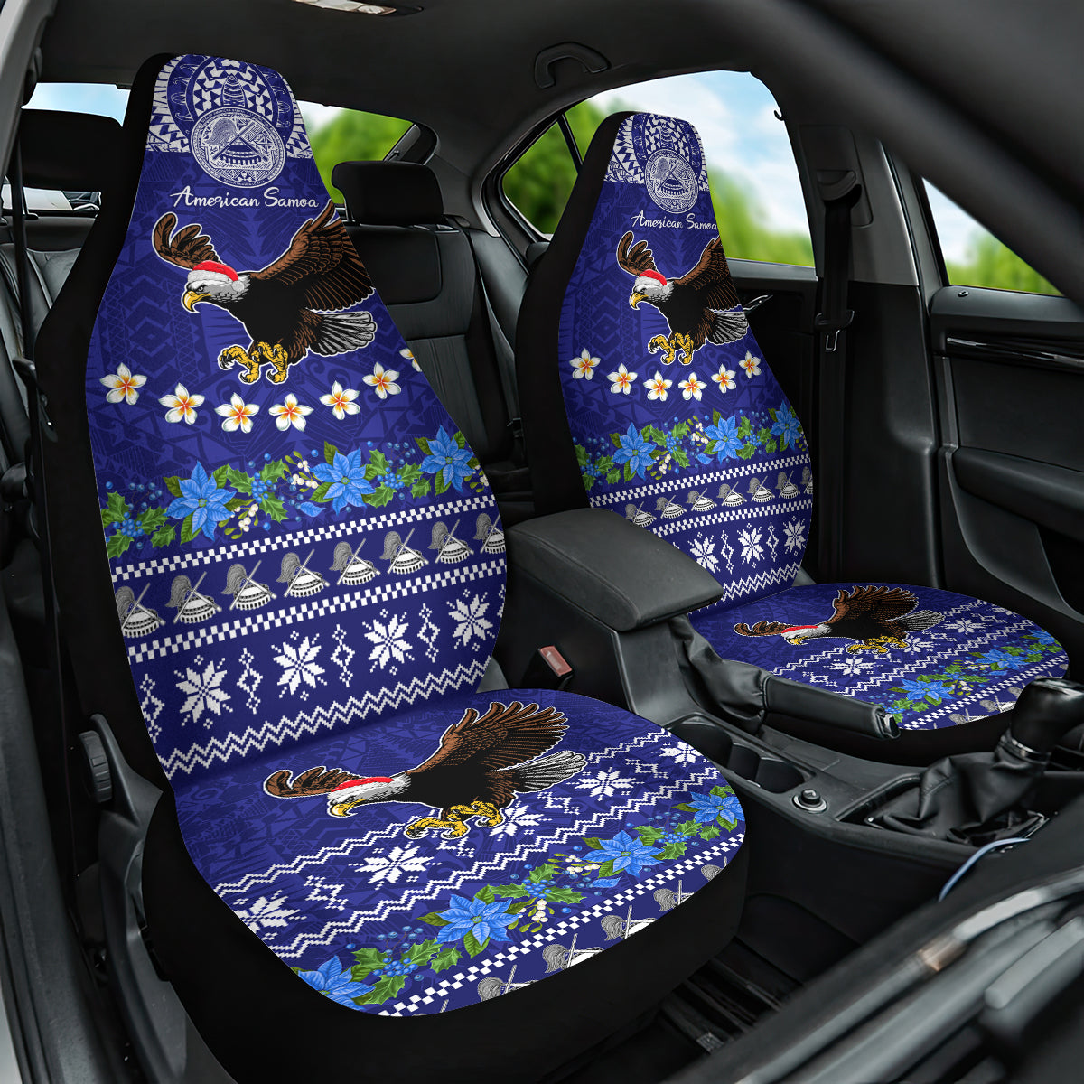 American Samoa Christmas Car Seat Cover Manuia le Kerisimasi Polynesian Tribal LT9 - Wonder Print Shop