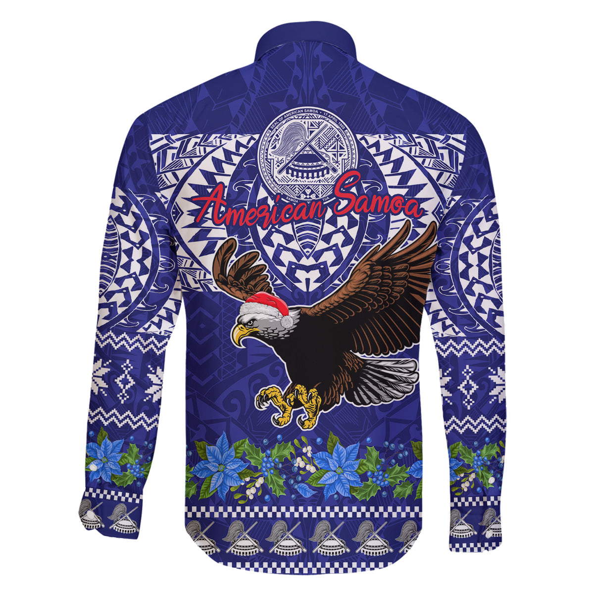 American Samoa Christmas Family Matching Summer Maxi Dress and Hawaiian Shirt Manuia le Kerisimasi Polynesian Tribal - Wonder Print Shop