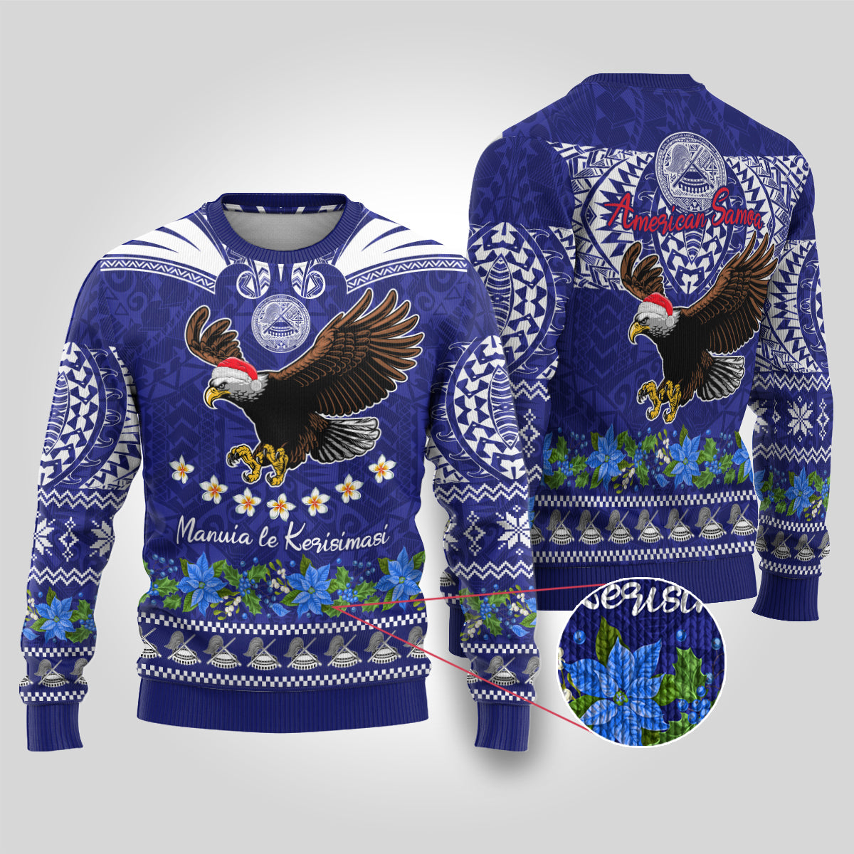 American Samoa Christmas Ugly Christmas Sweater Manuia le Kerisimasi Polynesian Tribal - Wonder Print Shop