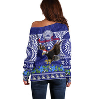 American Samoa Christmas Off Shoulder Sweater Manuia le Kerisimasi Polynesian Tribal - Wonder Print Shop