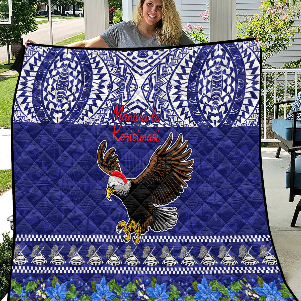 American Samoa Christmas Quilt Manuia le Kerisimasi Polynesian Tribal - Wonder Print Shop