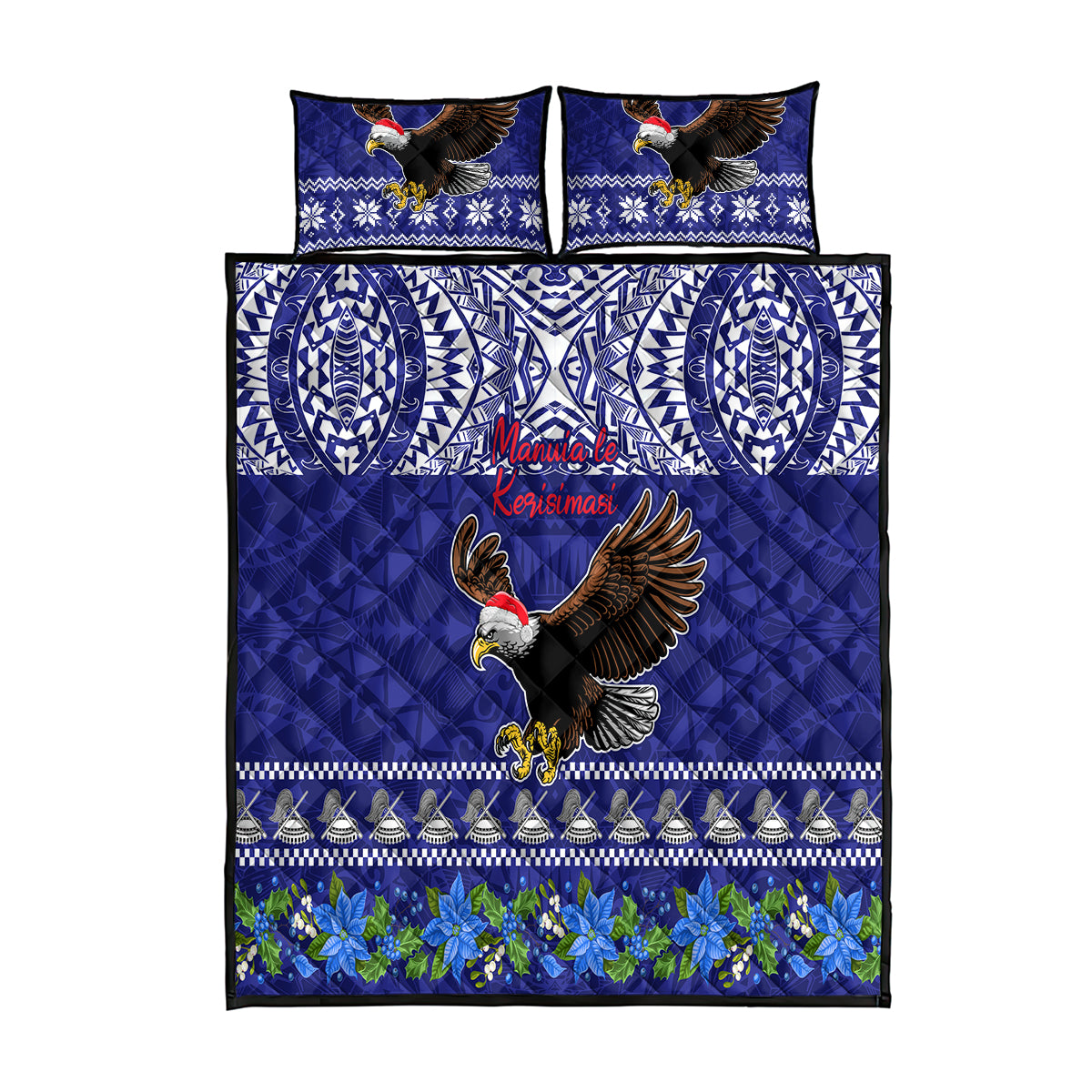 American Samoa Christmas Quilt Bed Set Manuia le Kerisimasi Polynesian Tribal - Wonder Print Shop