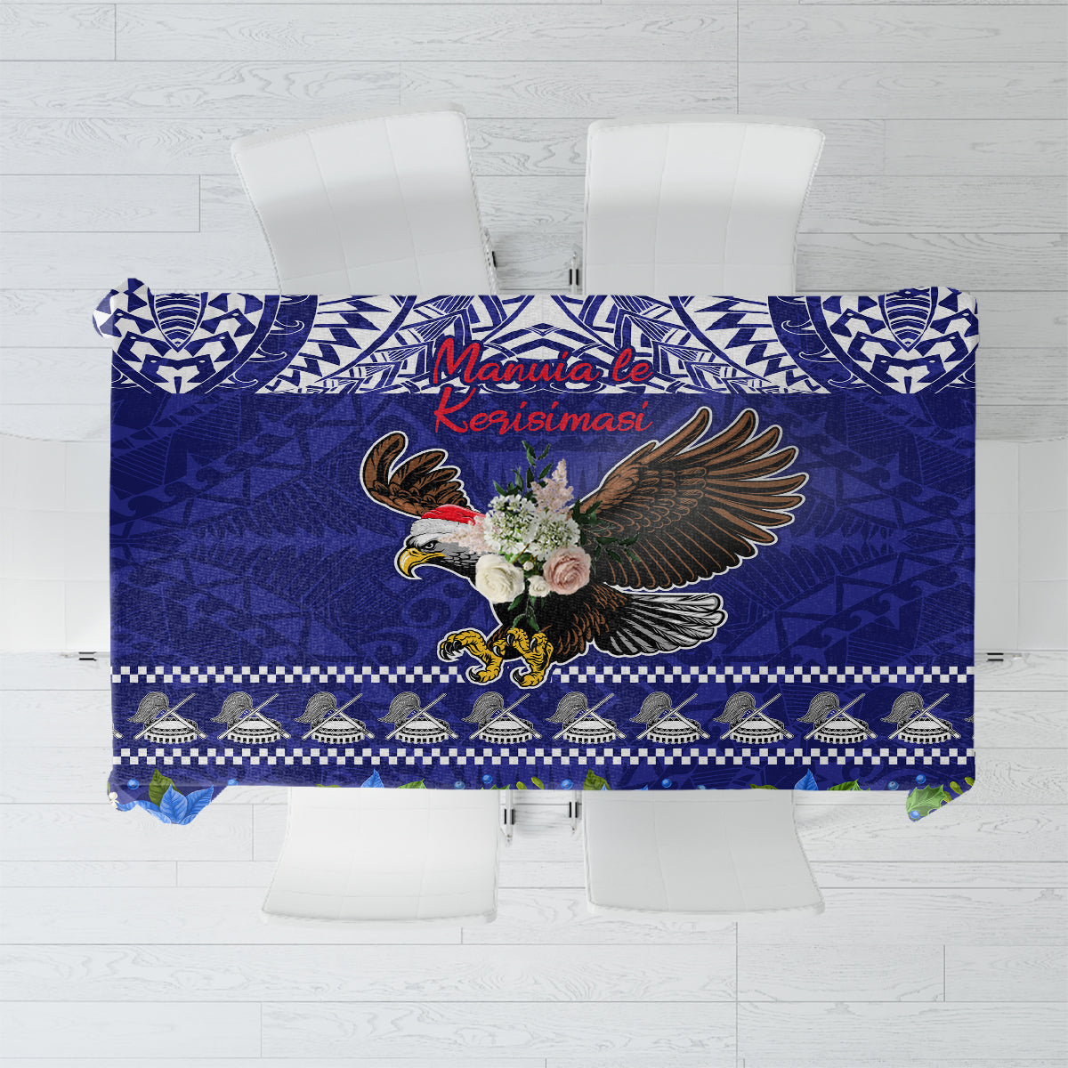 American Samoa Christmas Tablecloth Manuia le Kerisimasi Polynesian Tribal - Wonder Print Shop