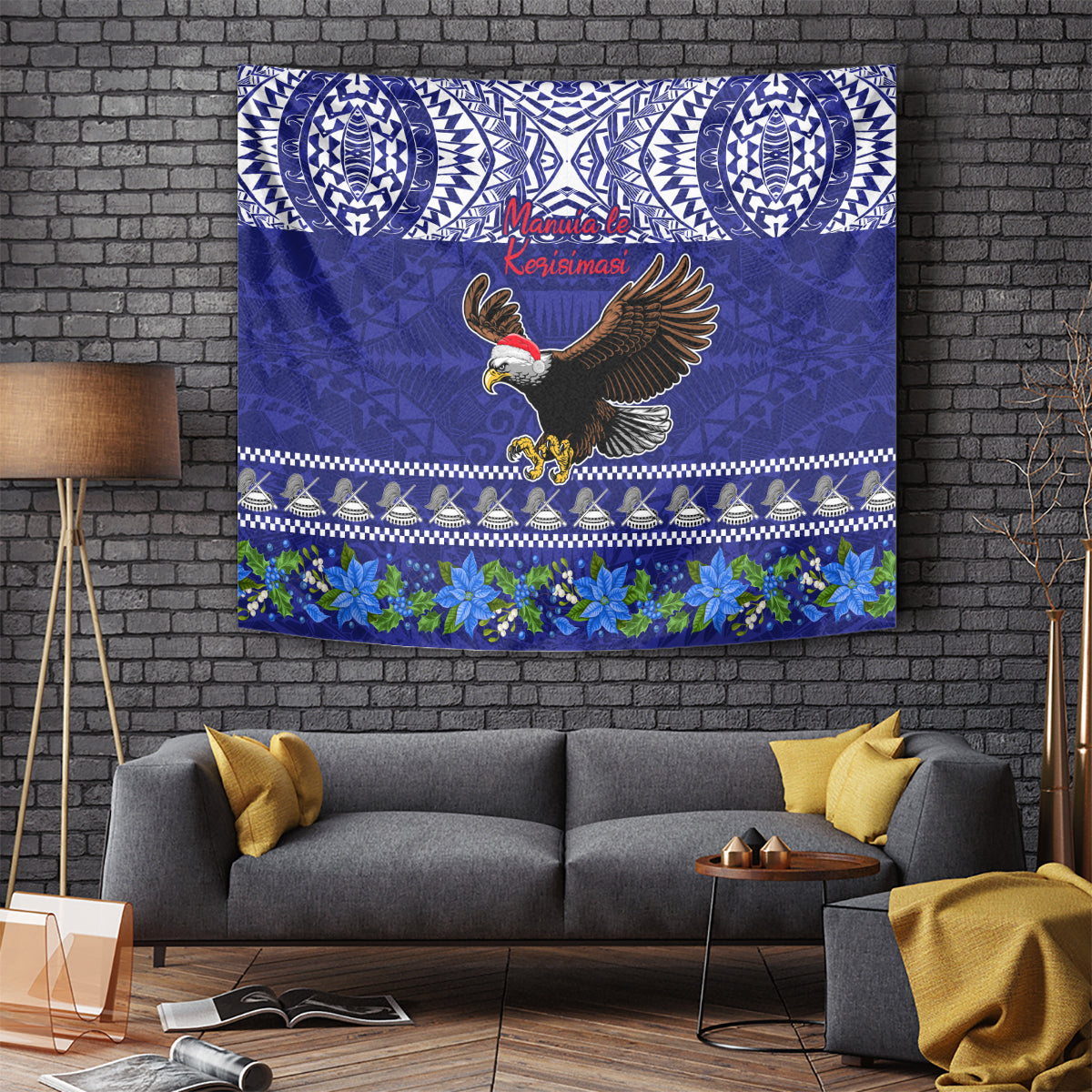 American Samoa Christmas Tapestry Manuia le Kerisimasi Polynesian Tribal - Wonder Print Shop