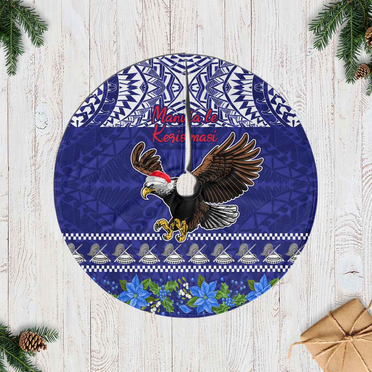 American Samoa Christmas Tree Skirt Manuia le Kerisimasi Polynesian Tribal - Wonder Print Shop