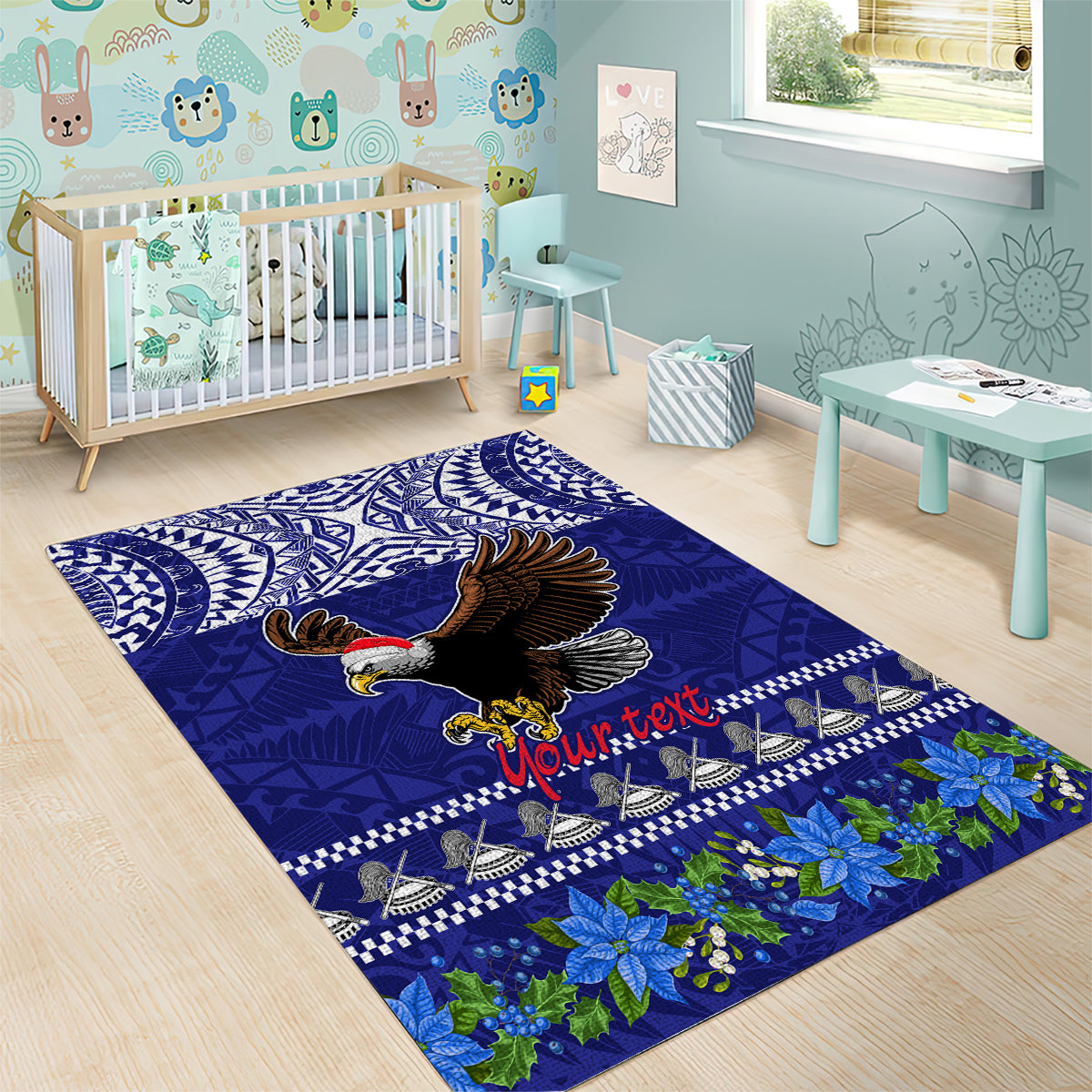 Personalised American Samoa Christmas Area Rug Manuia le Kerisimasi Polynesian Tribal LT9 - Wonder Print Shop