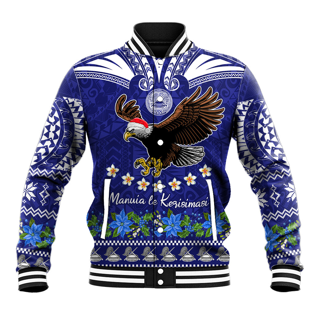 Personalised American Samoa Christmas Baseball Jacket Manuia le Kerisimasi Polynesian Tribal LT9 - Wonder Print Shop