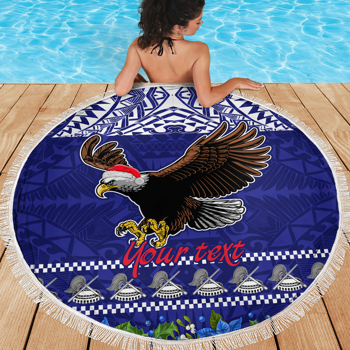 Personalised American Samoa Christmas Beach Blanket Manuia le Kerisimasi Polynesian Tribal LT9 - Wonder Print Shop