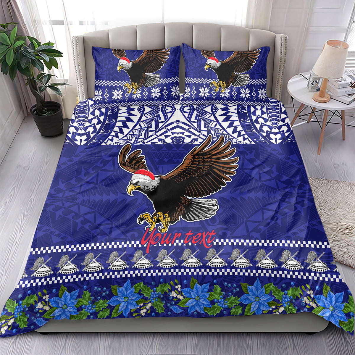 Personalised American Samoa Christmas Bedding Set Manuia le Kerisimasi Polynesian Tribal LT9 - Wonder Print Shop
