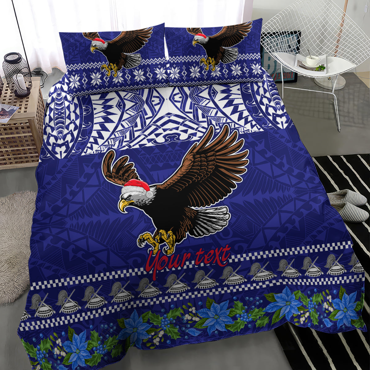 Personalised American Samoa Christmas Bedding Set Manuia le Kerisimasi Polynesian Tribal LT9 - Wonder Print Shop
