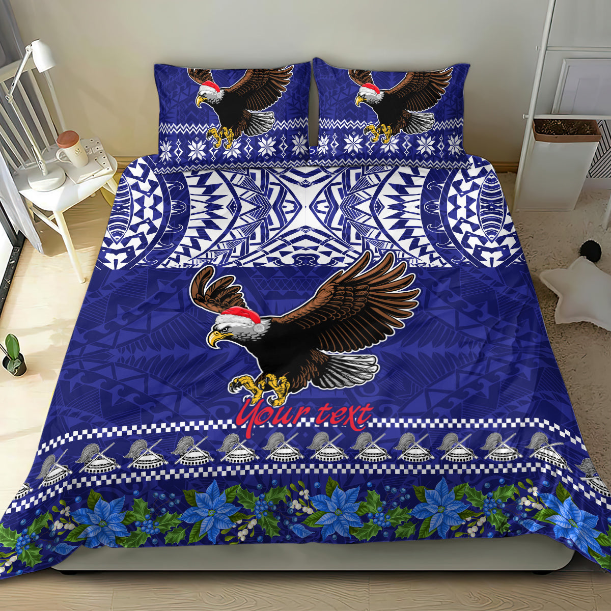 Personalised American Samoa Christmas Bedding Set Manuia le Kerisimasi Polynesian Tribal LT9 - Wonder Print Shop