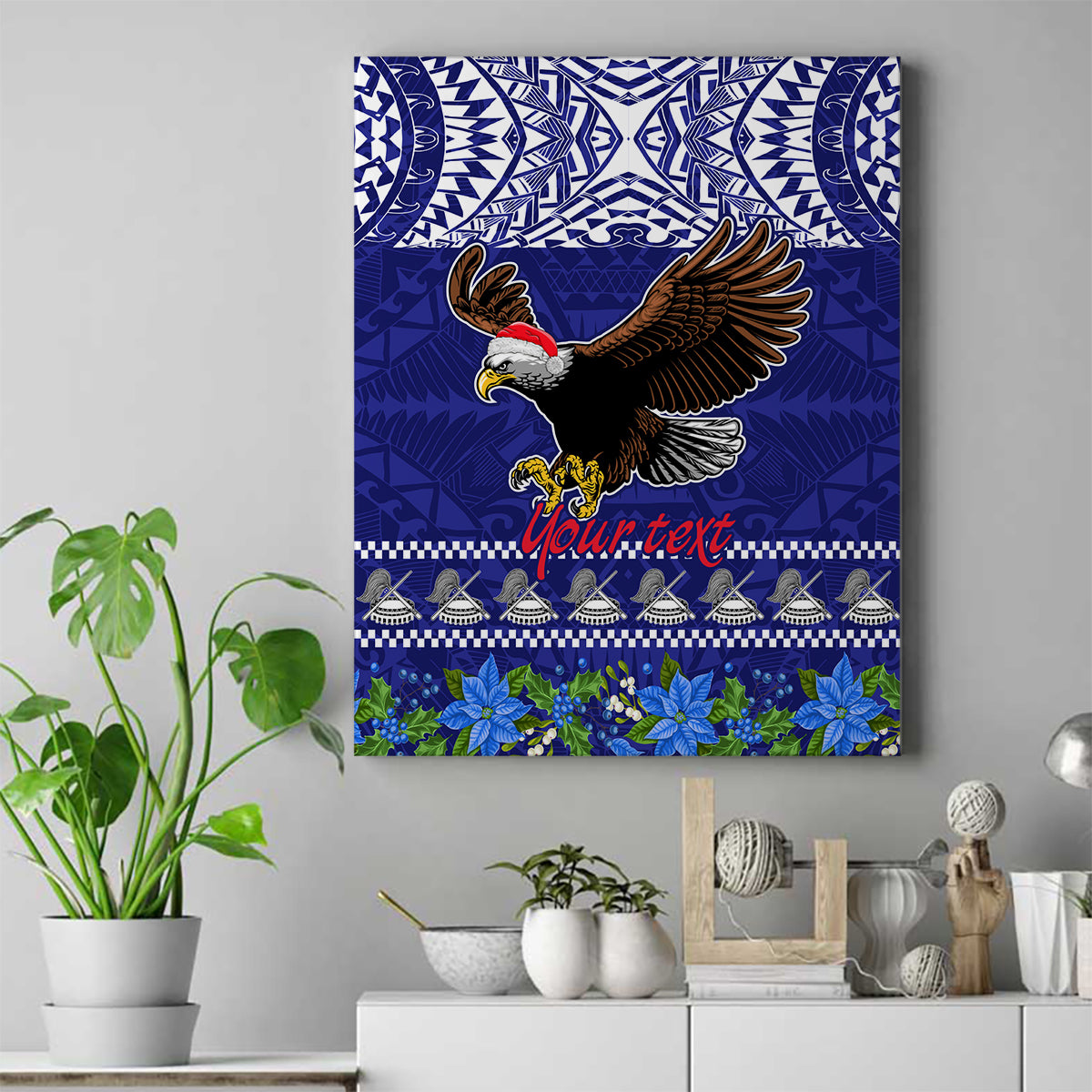 Personalised American Samoa Christmas Canvas Wall Art Manuia le Kerisimasi Polynesian Tribal LT9 - Wonder Print Shop