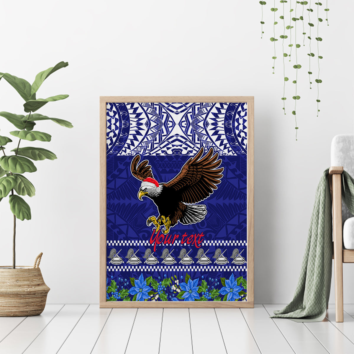 Personalised American Samoa Christmas Canvas Wall Art Manuia le Kerisimasi Polynesian Tribal LT9 - Wonder Print Shop