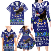 Personalised American Samoa Christmas Family Matching Long Sleeve Bodycon Dress and Hawaiian Shirt Manuia le Kerisimasi Polynesian Tribal LT9 - Wonder Print Shop