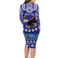 Personalised American Samoa Christmas Family Matching Long Sleeve Bodycon Dress and Hawaiian Shirt Manuia le Kerisimasi Polynesian Tribal LT9 - Wonder Print Shop