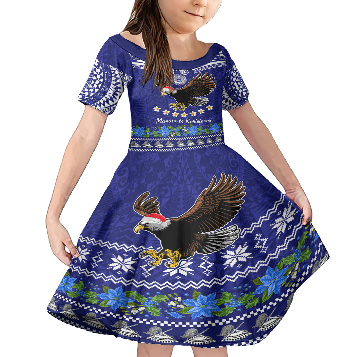 Personalised American Samoa Christmas Family Matching Mermaid Dress and Hawaiian Shirt Manuia le Kerisimasi Polynesian Tribal LT9 - Wonder Print Shop