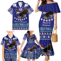 Personalised American Samoa Christmas Family Matching Mermaid Dress and Hawaiian Shirt Manuia le Kerisimasi Polynesian Tribal LT9 - Wonder Print Shop