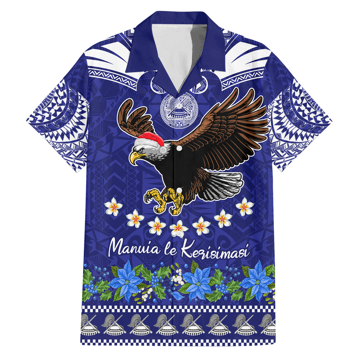 Personalised American Samoa Christmas Family Matching Mermaid Dress and Hawaiian Shirt Manuia le Kerisimasi Polynesian Tribal LT9 - Wonder Print Shop