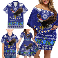 Personalised American Samoa Christmas Family Matching Off Shoulder Short Dress and Hawaiian Shirt Manuia le Kerisimasi Polynesian Tribal LT9 - Wonder Print Shop
