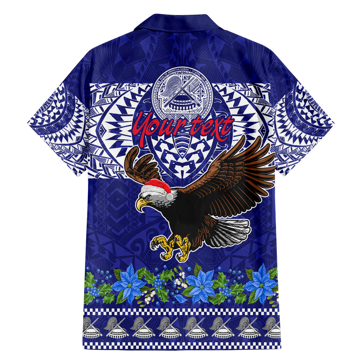 Personalised American Samoa Christmas Family Matching Off Shoulder Short Dress and Hawaiian Shirt Manuia le Kerisimasi Polynesian Tribal LT9 - Wonder Print Shop