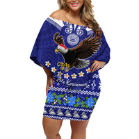 Personalised American Samoa Christmas Family Matching Off Shoulder Short Dress and Hawaiian Shirt Manuia le Kerisimasi Polynesian Tribal LT9 - Wonder Print Shop