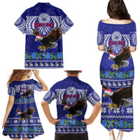 Personalised American Samoa Christmas Family Matching Puletasi Dress and Hawaiian Shirt Manuia le Kerisimasi Polynesian Tribal - Wonder Print Shop