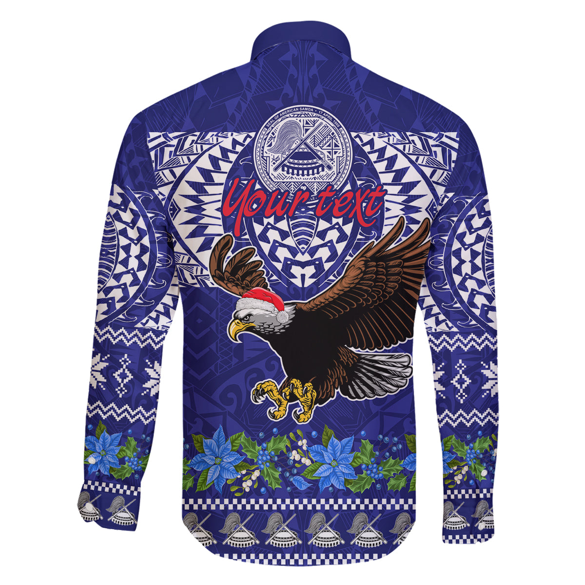 Personalised American Samoa Christmas Family Matching Puletasi Dress and Hawaiian Shirt Manuia le Kerisimasi Polynesian Tribal - Wonder Print Shop