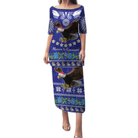 Personalised American Samoa Christmas Family Matching Puletasi Dress and Hawaiian Shirt Manuia le Kerisimasi Polynesian Tribal - Wonder Print Shop