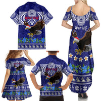 Personalised American Samoa Christmas Family Matching Summer Maxi Dress and Hawaiian Shirt Manuia le Kerisimasi Polynesian Tribal - Wonder Print Shop