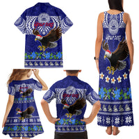 Personalised American Samoa Christmas Family Matching Tank Maxi Dress and Hawaiian Shirt Manuia le Kerisimasi Polynesian Tribal - Wonder Print Shop