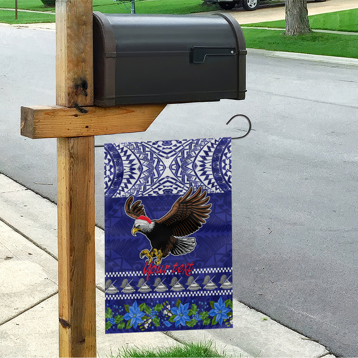 Personalised American Samoa Christmas Garden Flag Manuia le Kerisimasi Polynesian Tribal - Wonder Print Shop