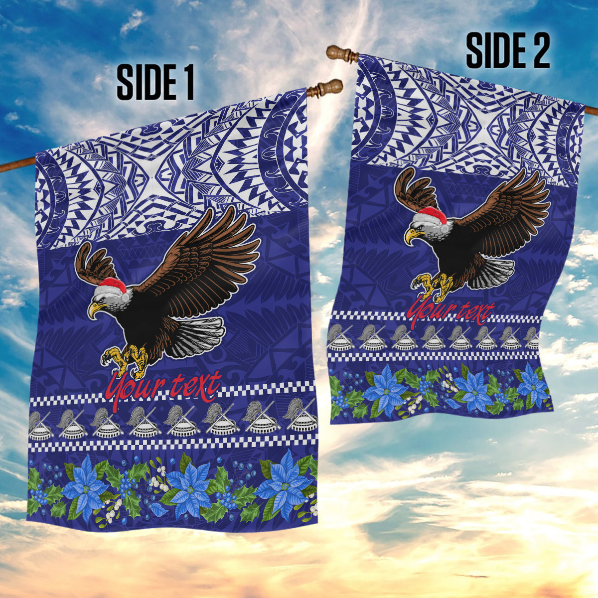 Personalised American Samoa Christmas Garden Flag Manuia le Kerisimasi Polynesian Tribal - Wonder Print Shop