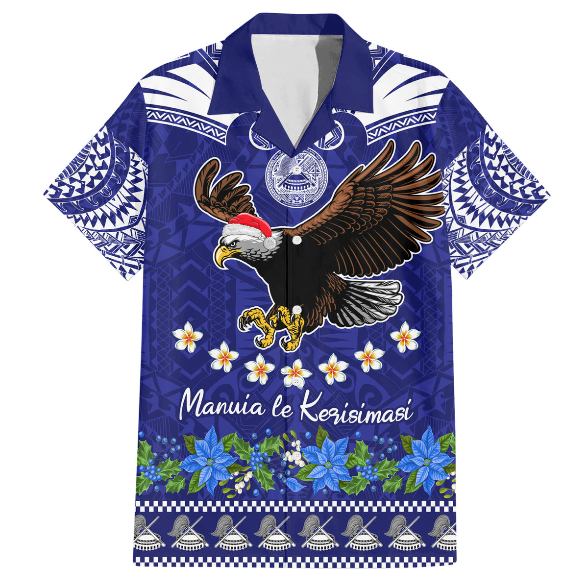 Personalised American Samoa Christmas Hawaiian Shirt Manuia le Kerisimasi Polynesian Tribal - Wonder Print Shop